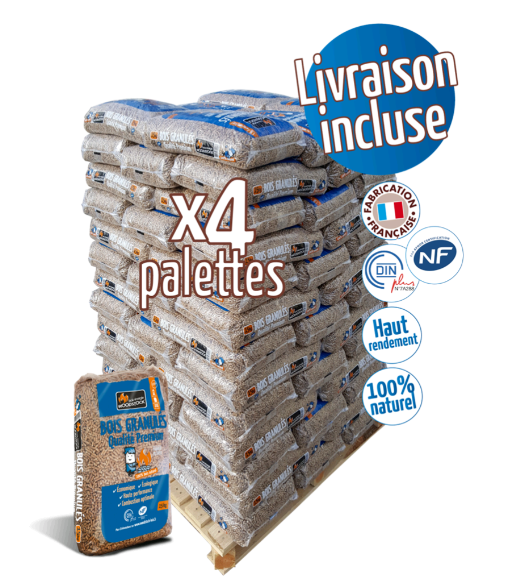 Palette mit WOODSTOCK-Granulat x 4 (264 Beutel) à 15 kg