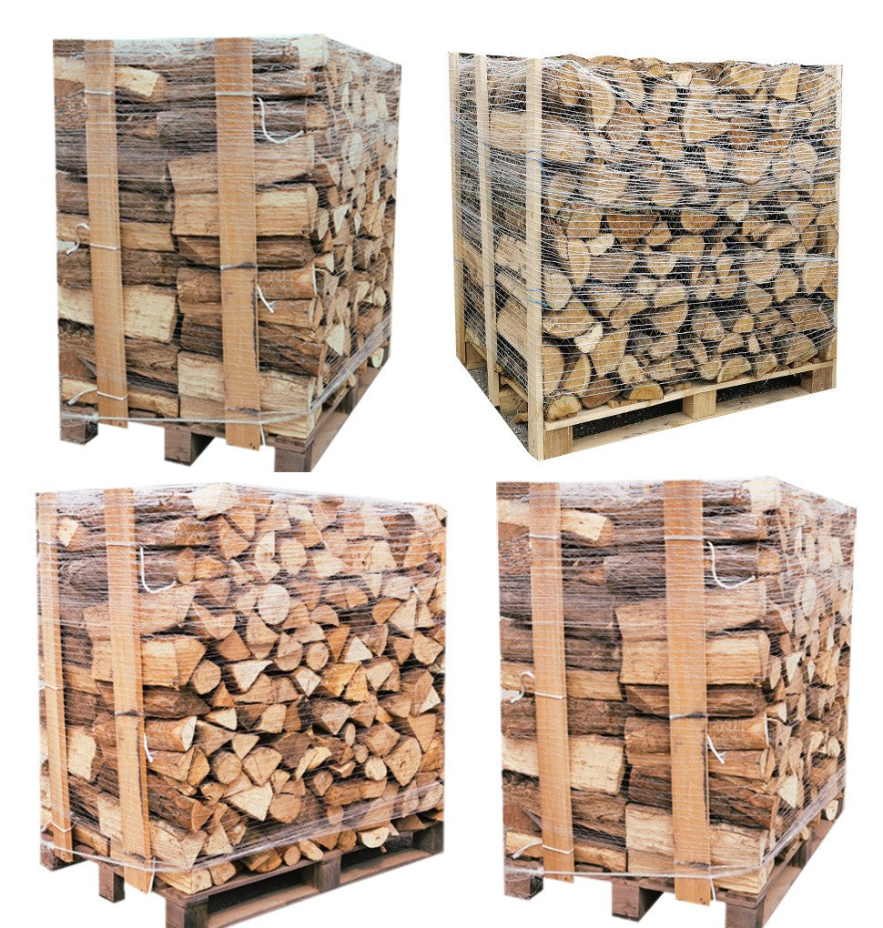 4 – Paletten (2 Weißeiche + 2 Buche/Hainbuche) – 40 cm Scheite