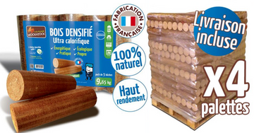 WOODSTOCK Heizholzscheite 4 Paletten, 416 Säcke à 5 Holzscheite