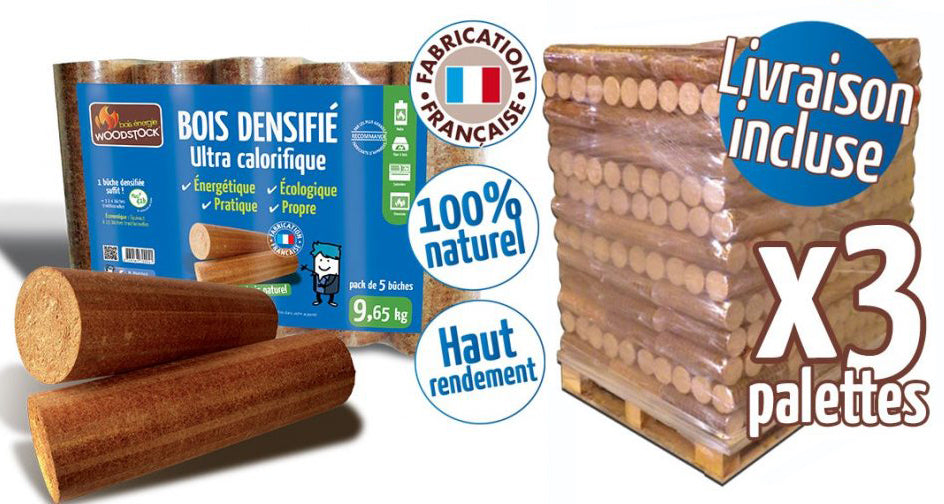 WOODSTOCK Heizholzscheite 3 Paletten, 312 Säcke à 5 Holzscheite