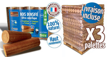 WOODSTOCK Heizholzscheite 3 Paletten, 312 Säcke à 5 Holzscheite