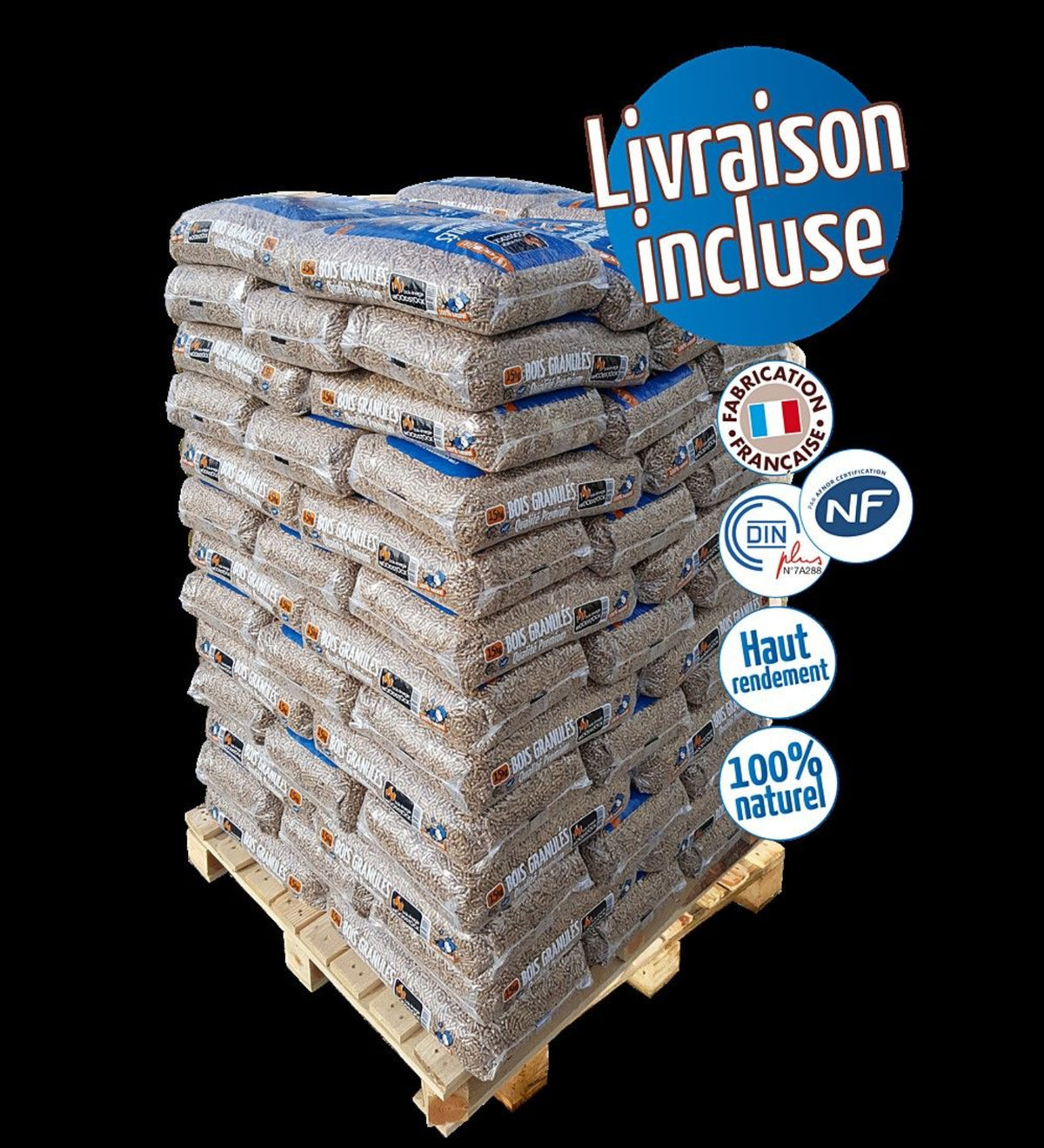 WOODSTOCK Holzpellets 1 Palette mit 78 Säcken à 15 kg
